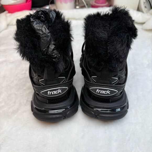 BALENCIAGA TRACK HIKE FAUX FUR-LINED SNEAKERS 'BLACK' - Picture 7 of 12